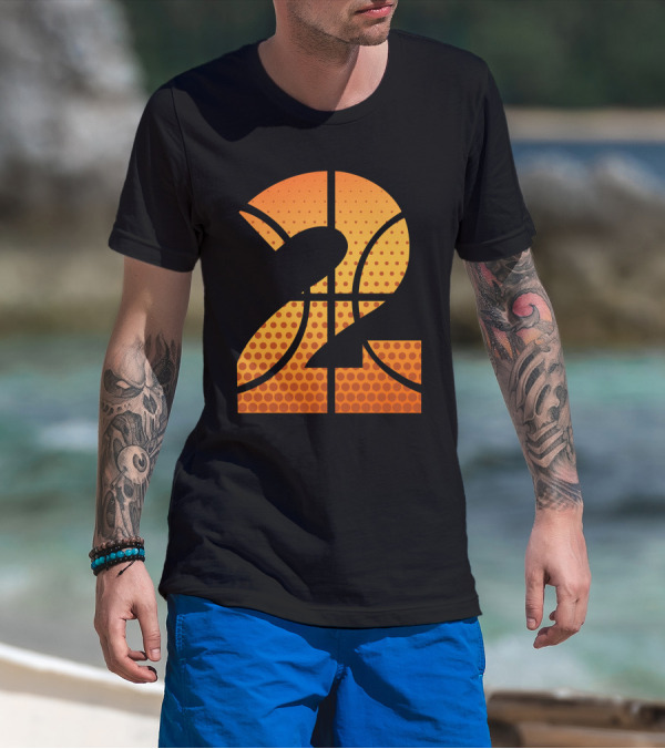 Basketball Number Two Graphic Pattern With Dotted Basketball Texture T-Shirt