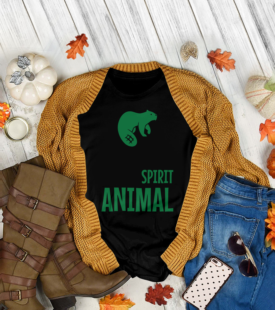 Beavers Are My Spirit Animal Green Beaver T-Shirt