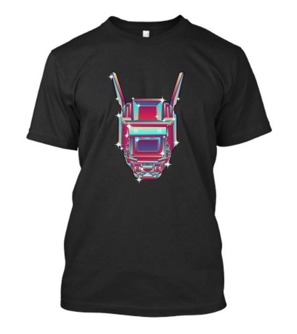 Chappie Retro Futuristic Robot Head With Neon Glow T-Shirt