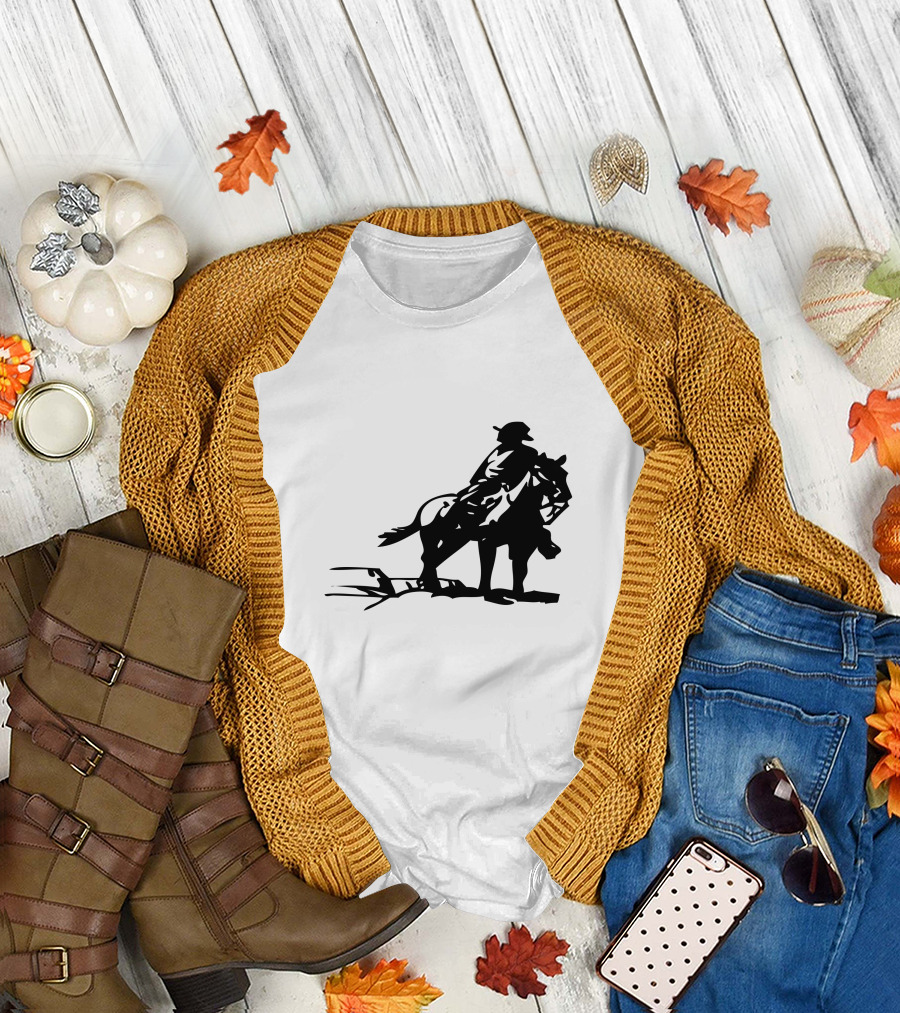 Cowboy on Horseback Shadow T-Shirt
