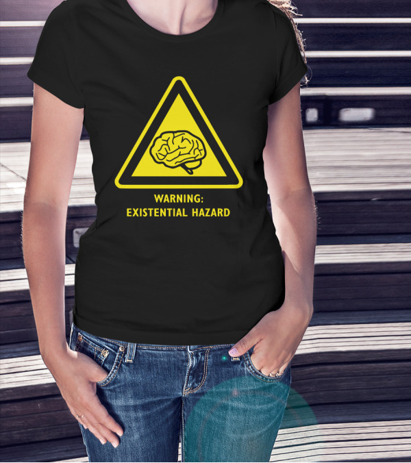 Warning Brain Existential Hazard Triangle Sign T-Shirt