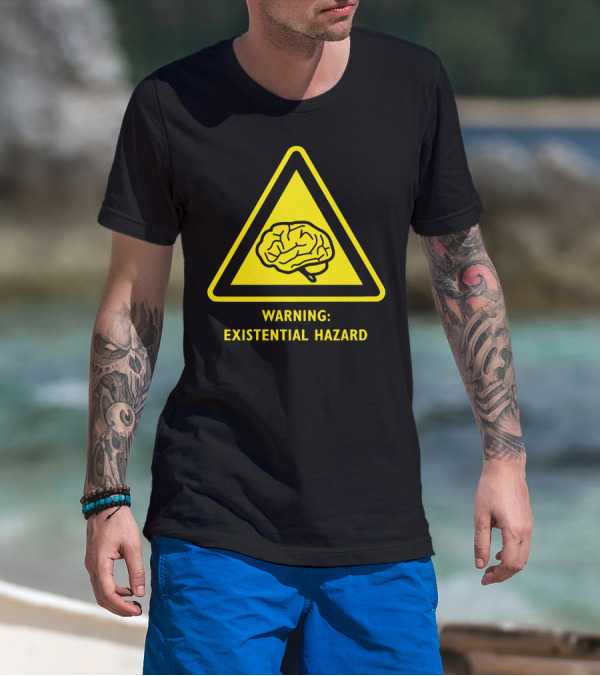 Warning Brain Existential Hazard Triangle Sign T-Shirt