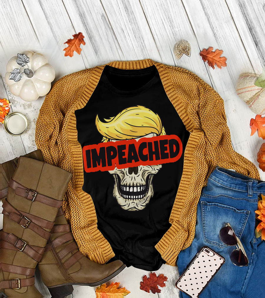 Impeached Trump Skull with Blonde Hair T-Shirt