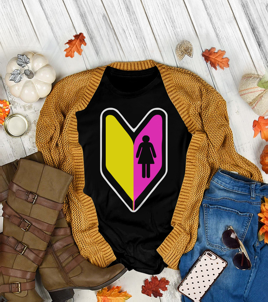 JDM Girl Shoshinsha Mark Icon Pink Yellow T-Shirt