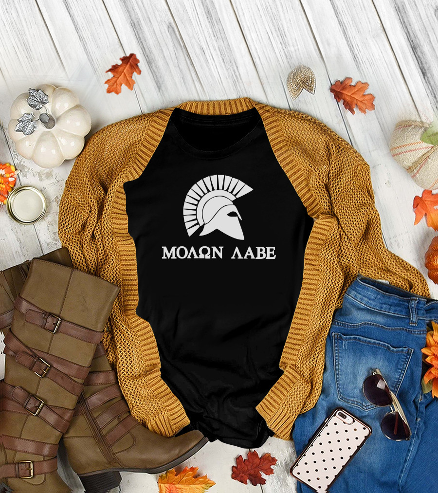 Molon Labe Greek Text Spartan Helmet T-Shirt