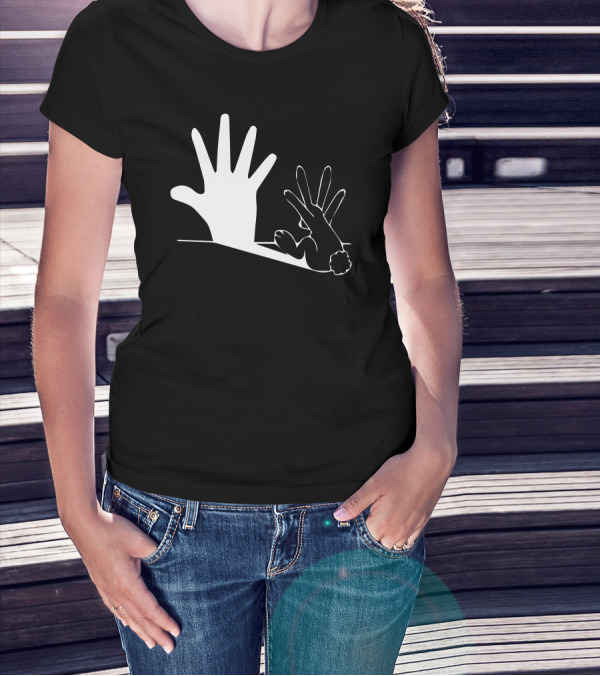 Shadow Puppet Rabbit Hand Gesture Shadow Play T-Shirt
