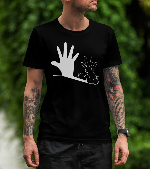 Shadow Puppet Rabbit Hand Gesture Shadow Play T-Shirt