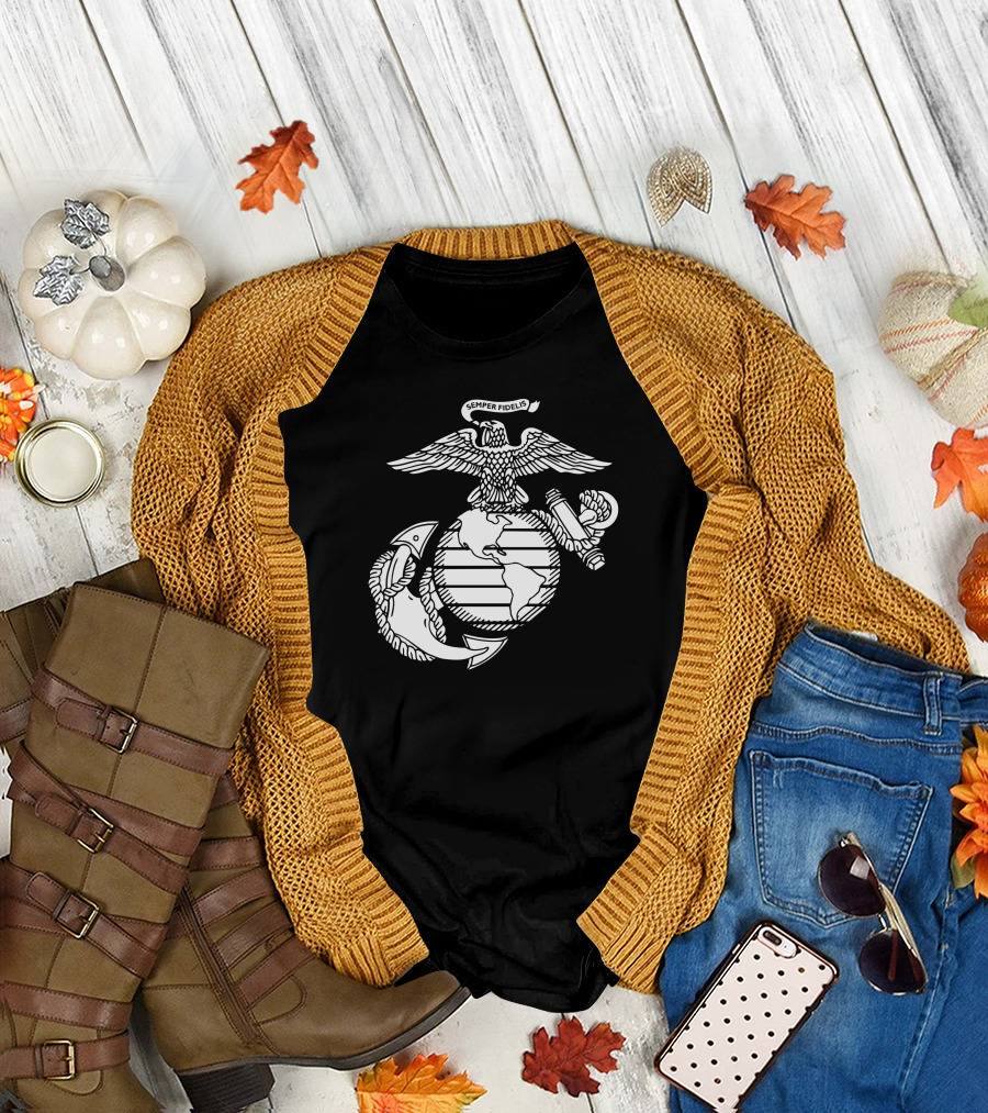 Semper Fidelis Us Marine Corps Logo Eagle Globe and Anchor T-Shirt