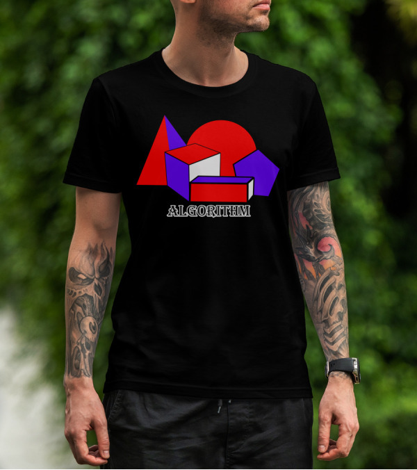 Algorithm Geometric Shapes Cube Triangle Circle Pentagon T-Shirt