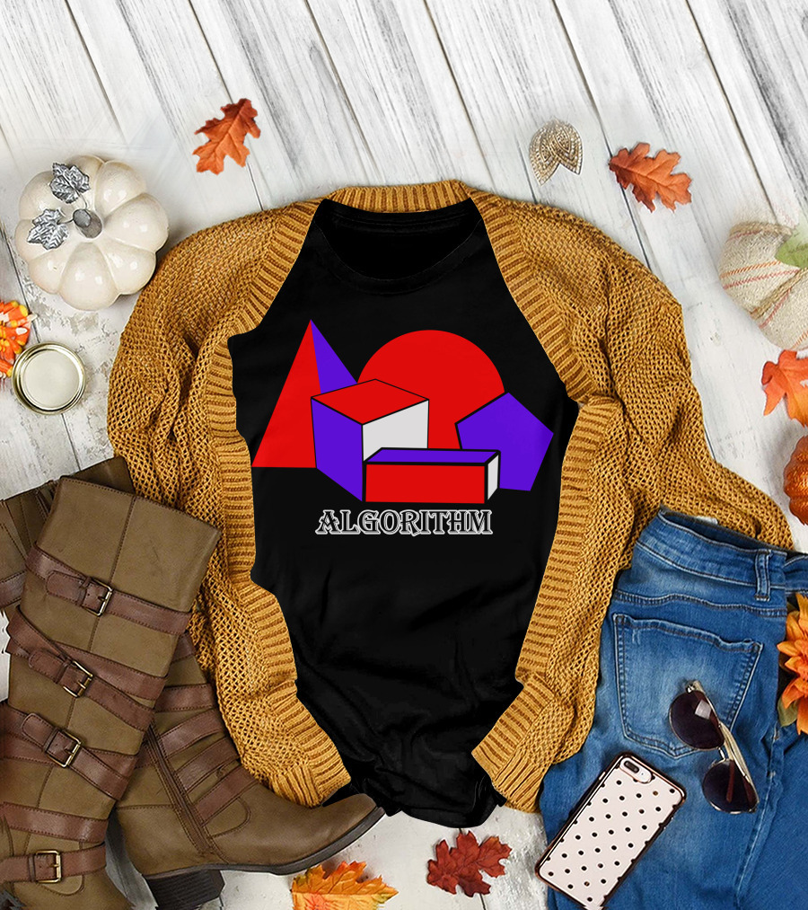 Algorithm Geometric Shapes Cube Triangle Circle Pentagon T-Shirt