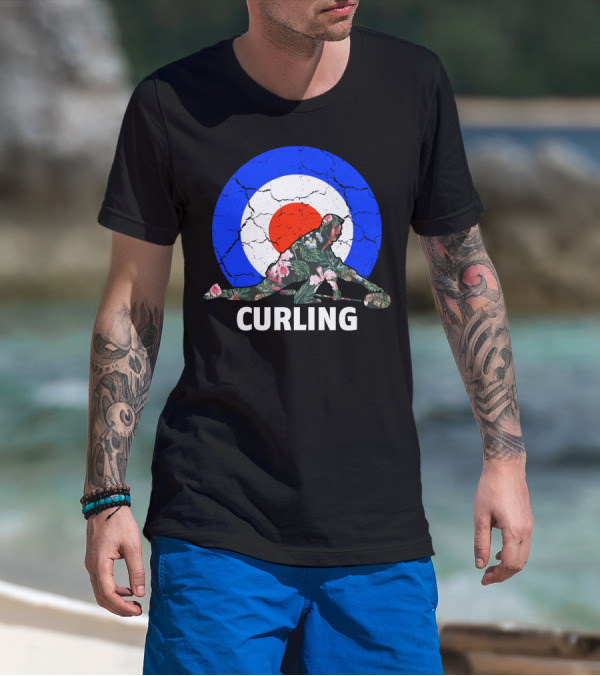 Curling Flower Pattern Target T-Shirt