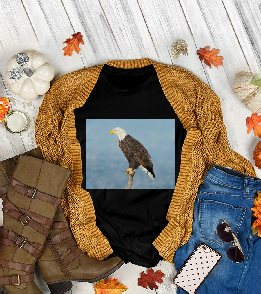 Bald Eagle Majestically Perched on Branch T-Shirt