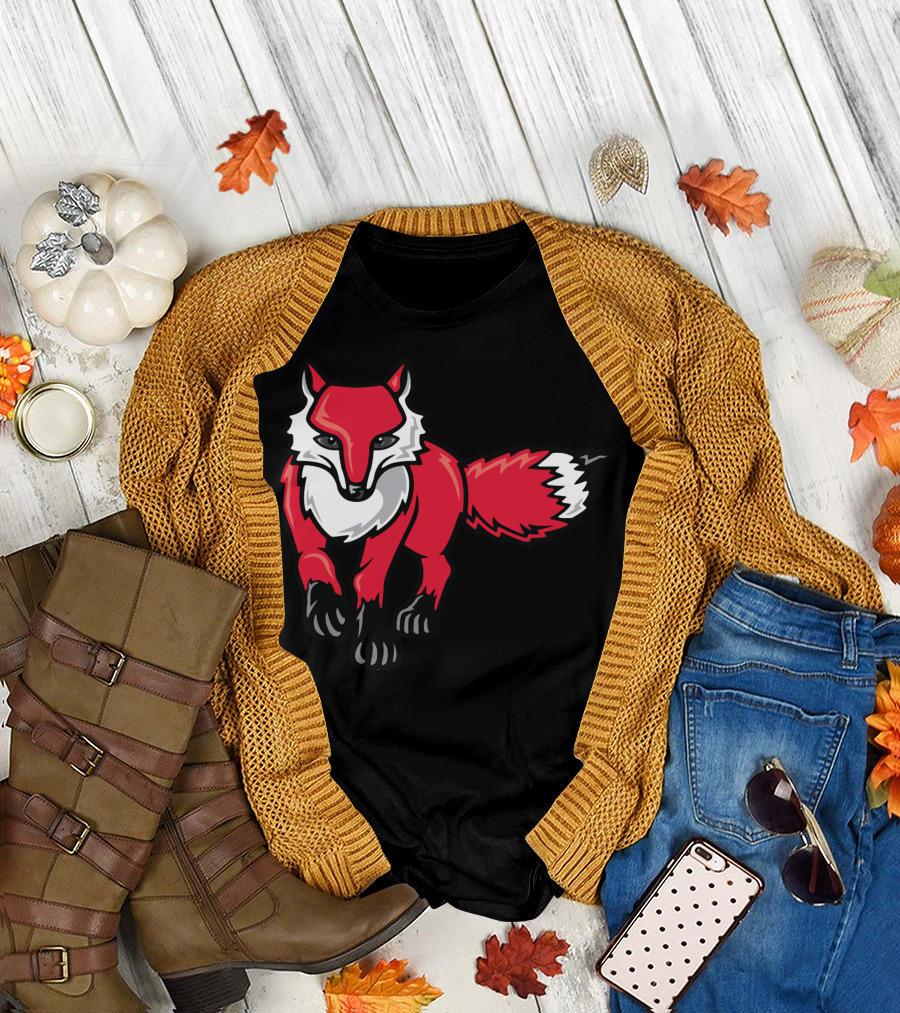 Fox Fire Wire Red Black White Fox T-Shirt