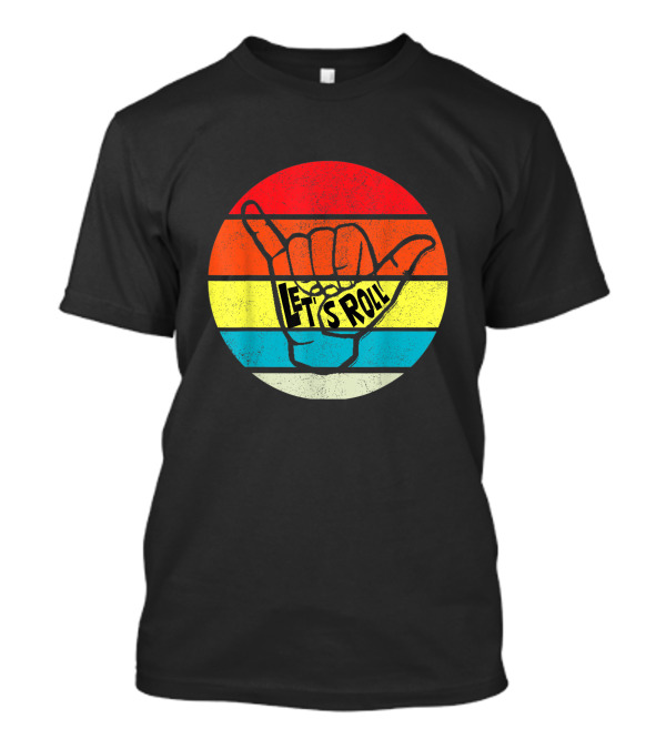 Funny Jiu Jitsu Let's Roll Retro Rainbow Shaka Hand T-Shirt