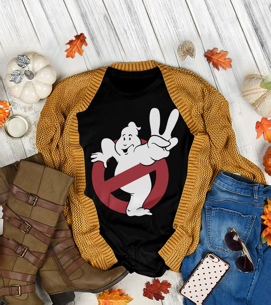 Ghostbusters Peace Sign Ghost Funny T-Shirt