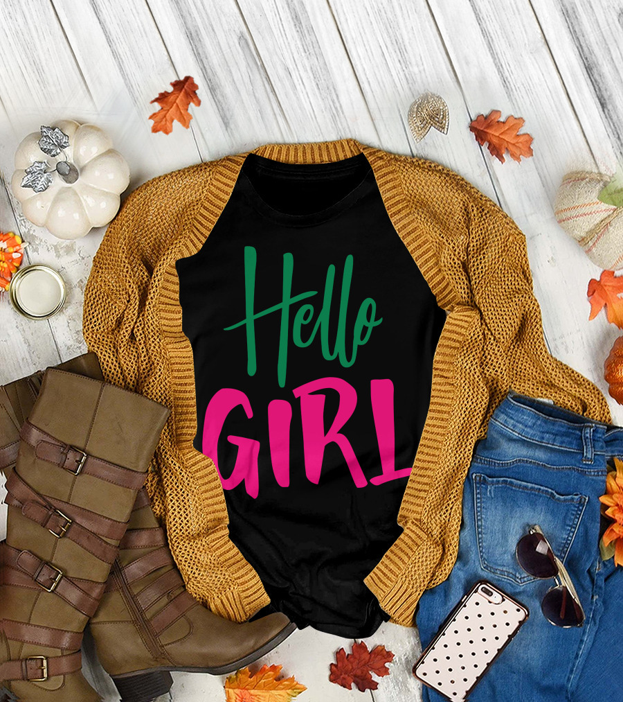 Hello Girl Bold Vibrant Text T-Shirt
