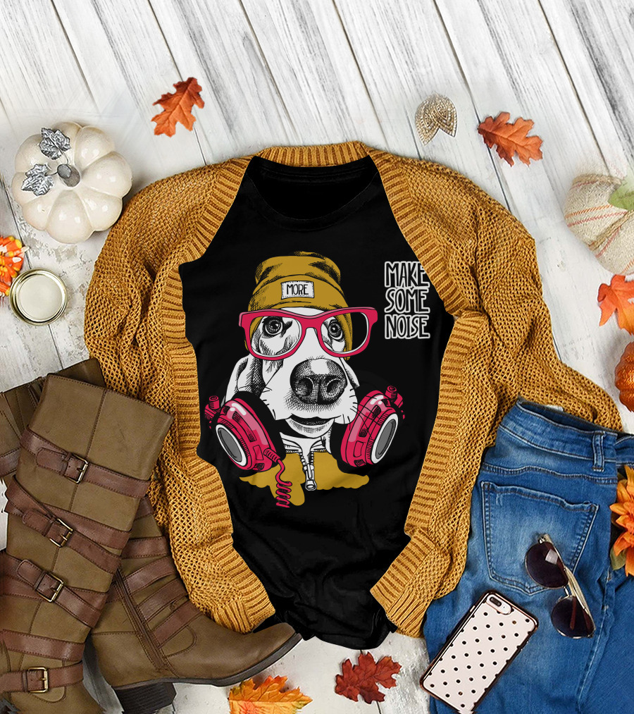 MORE Make Some Noise Dog Headphones T-Shirt