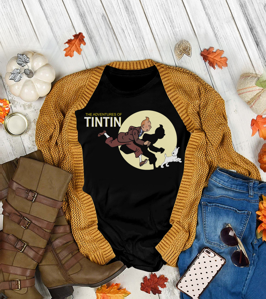 The Adventures of Tintin Running with Snowy T-Shirt