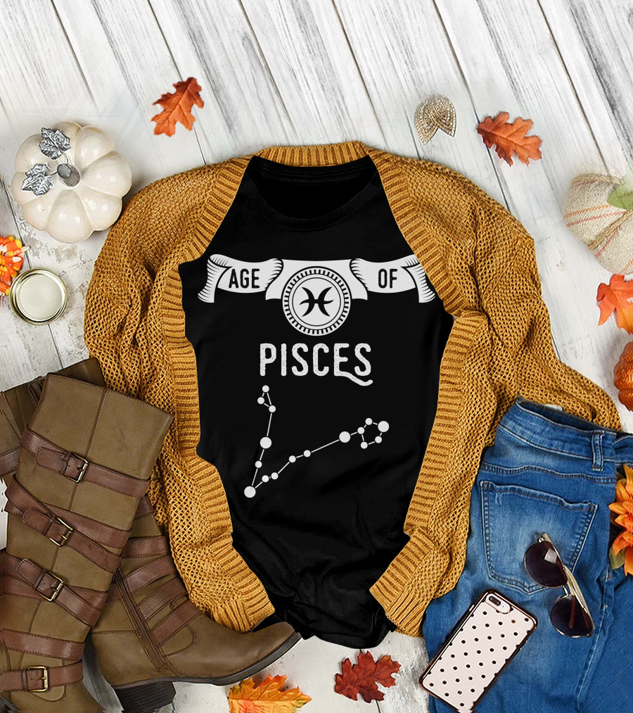 Pisces Zodiac Symbol and Constellation T-Shirt