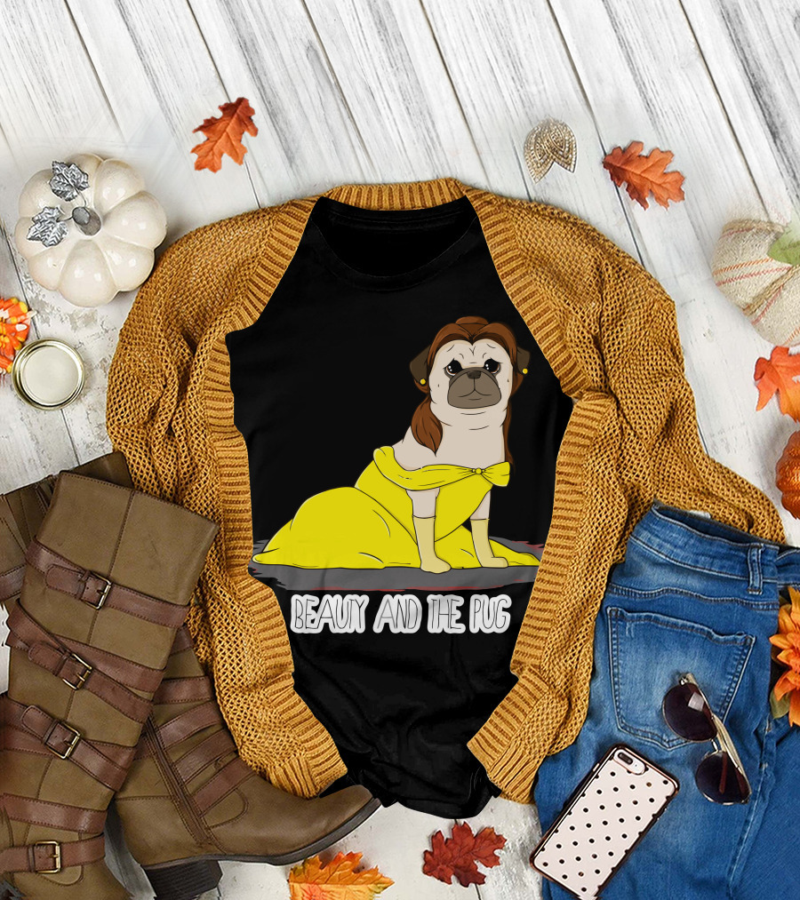 Beauty and the Pug with Yellow Dress Pug T-Shirt