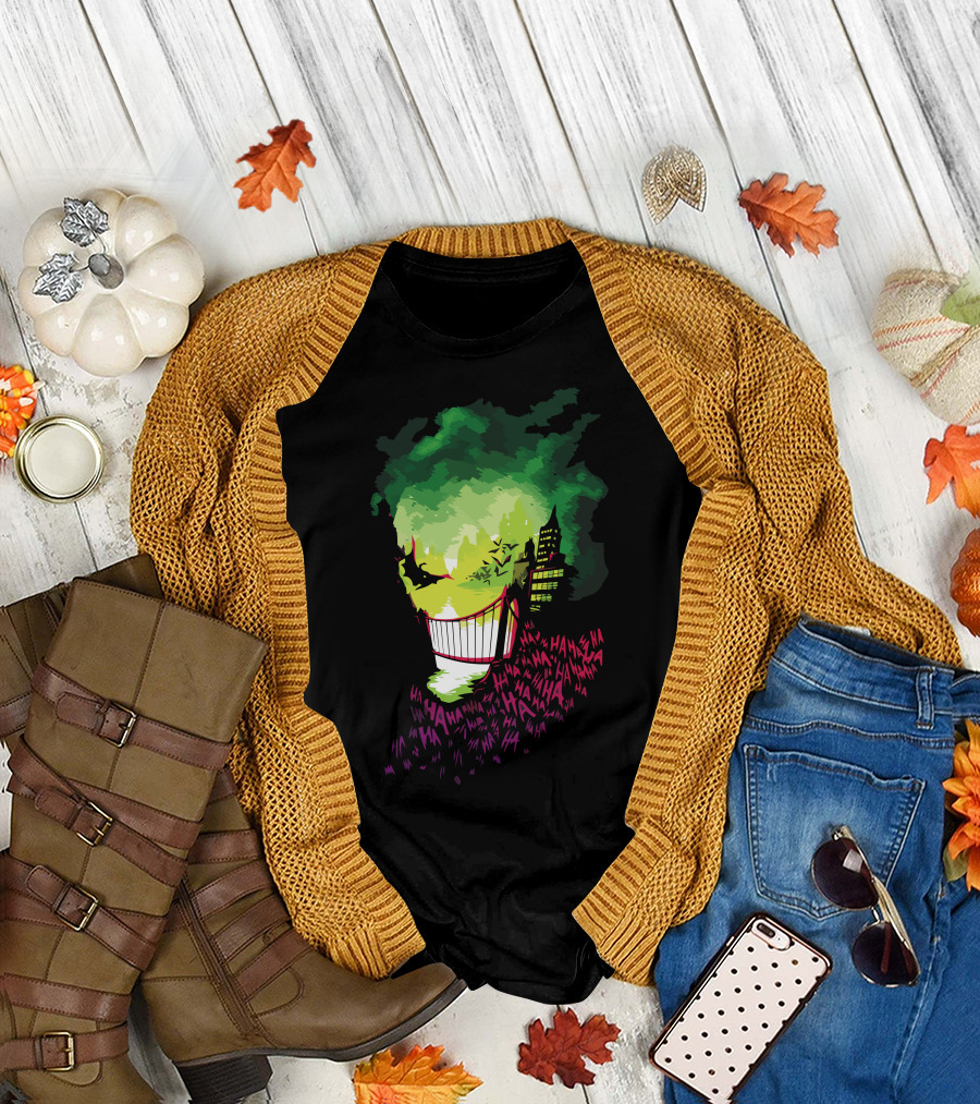 City Of Smiles HaHaHa Green Smoke Skyline T-Shirt