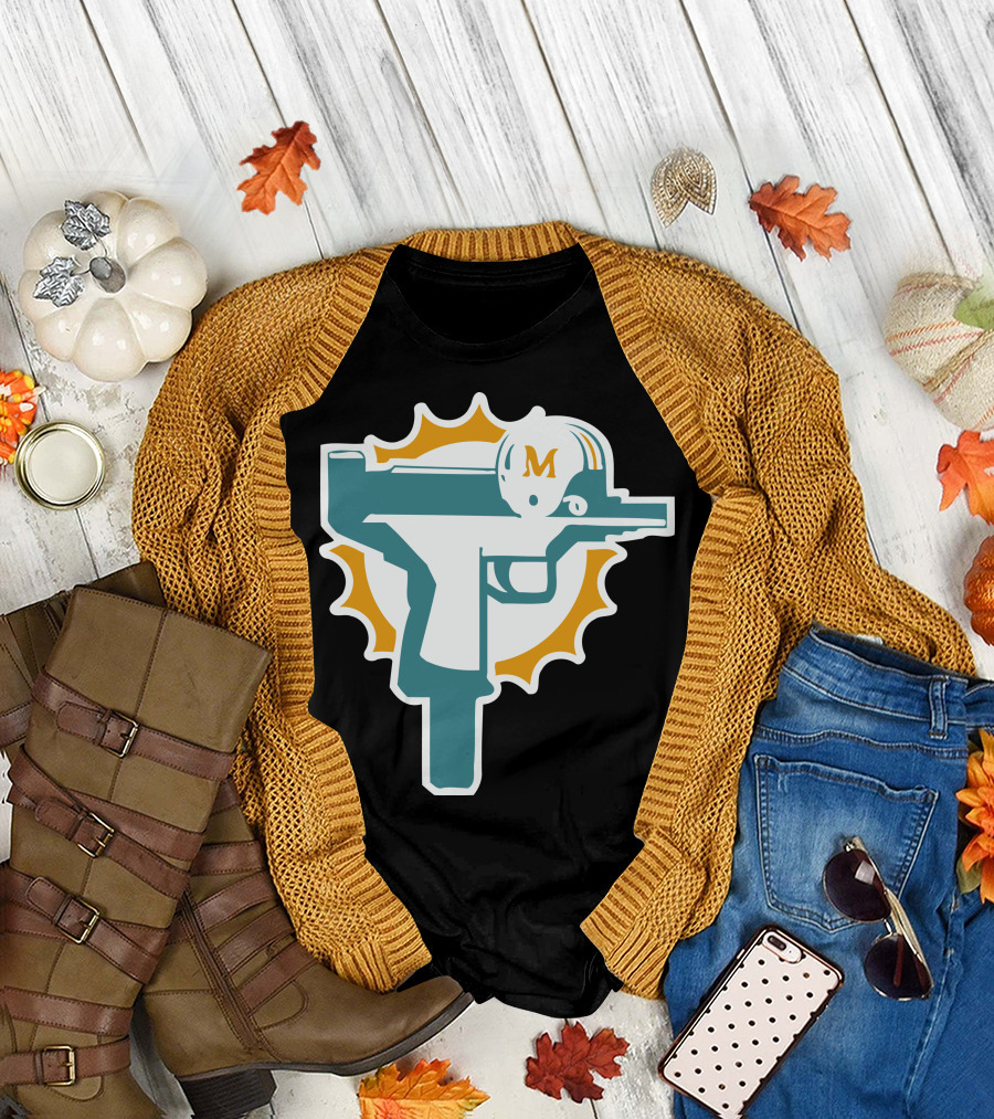Dolphins Uzi Gun M Football Jersey T-Shirt