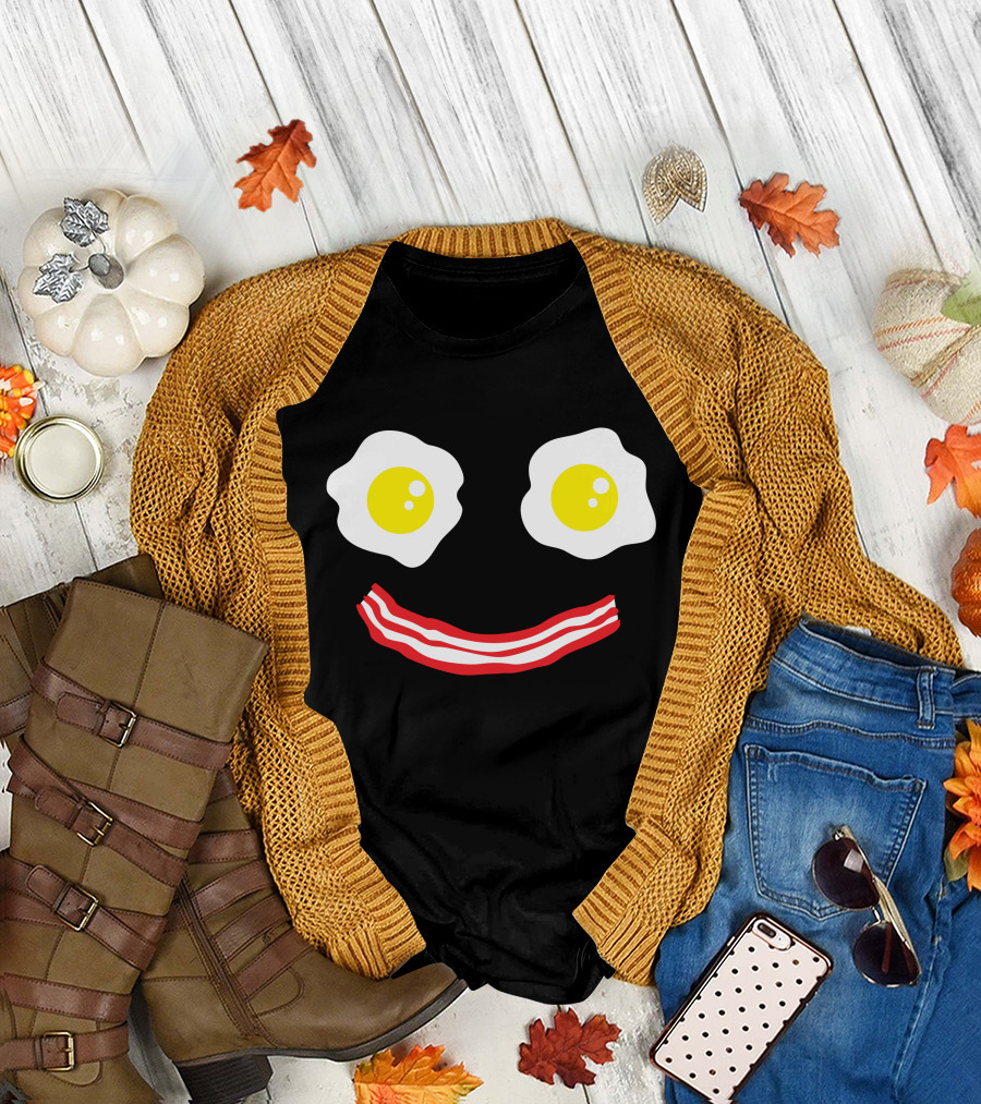 Eggs And Bacon Smiley Face Breakfast Humor T-Shirt