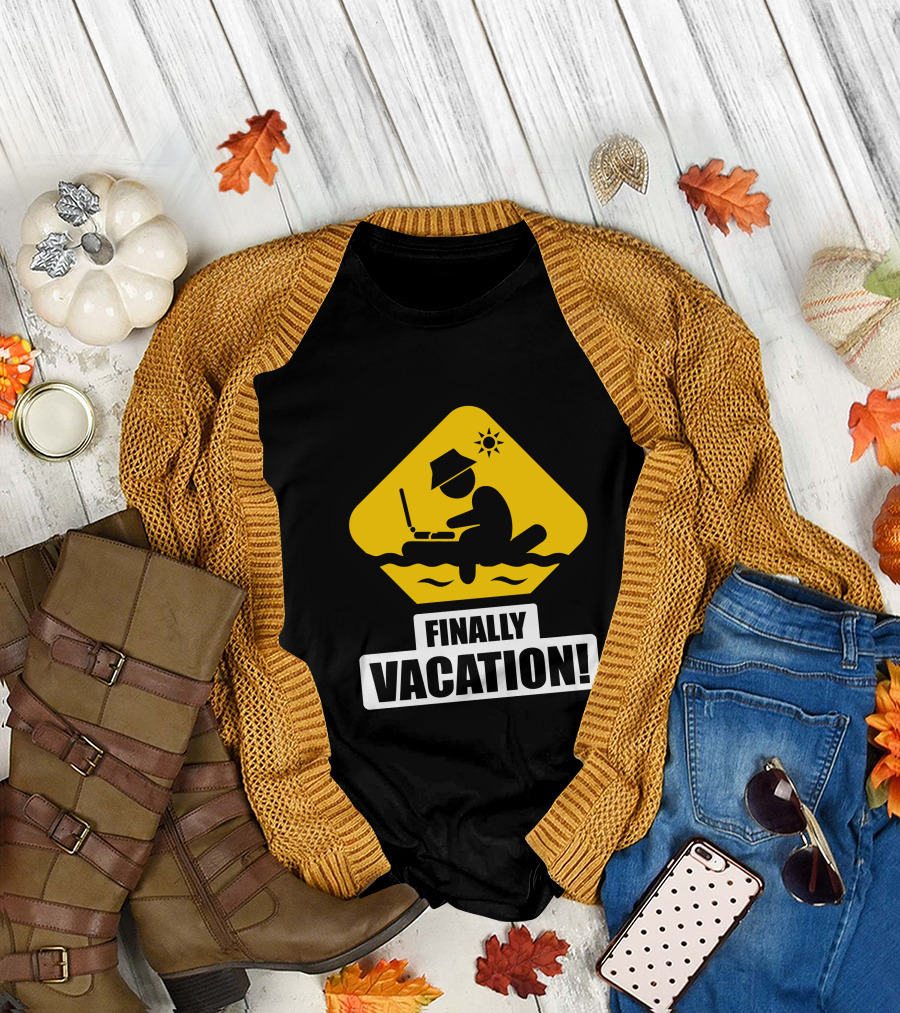 Finally Vacation Laptop Beach Sun T-Shirt