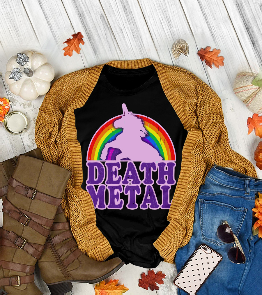 Death Metal Unicorn Rainbow T-Shirt