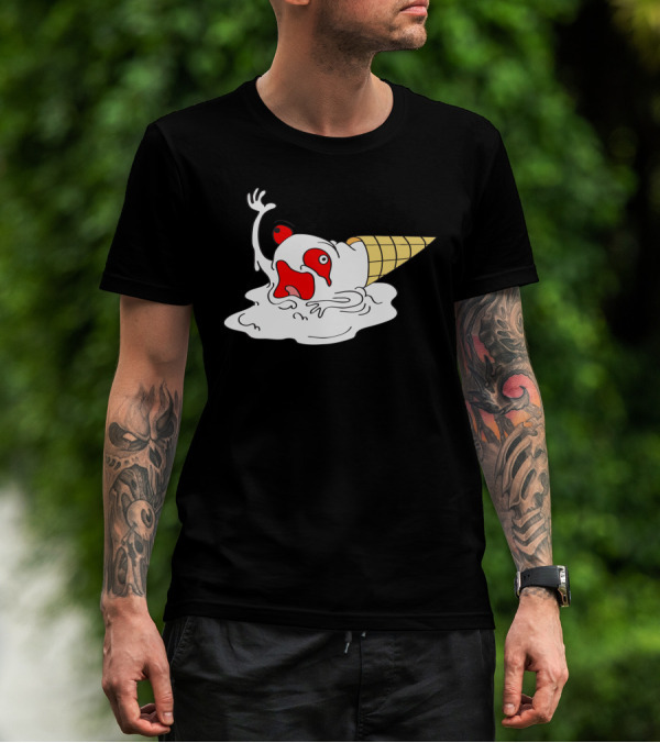 Ice Cream Meltdown Faces Humanity With Comic Despair T-Shirt