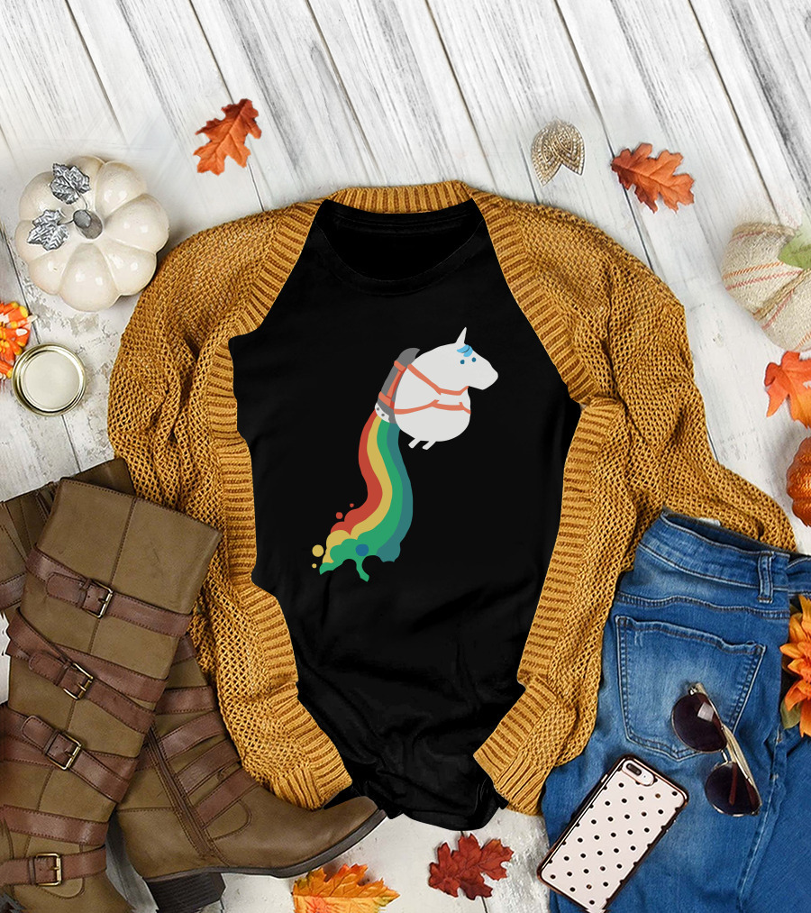 Jetpack Rainbow Fart Unicorn T-Shirt