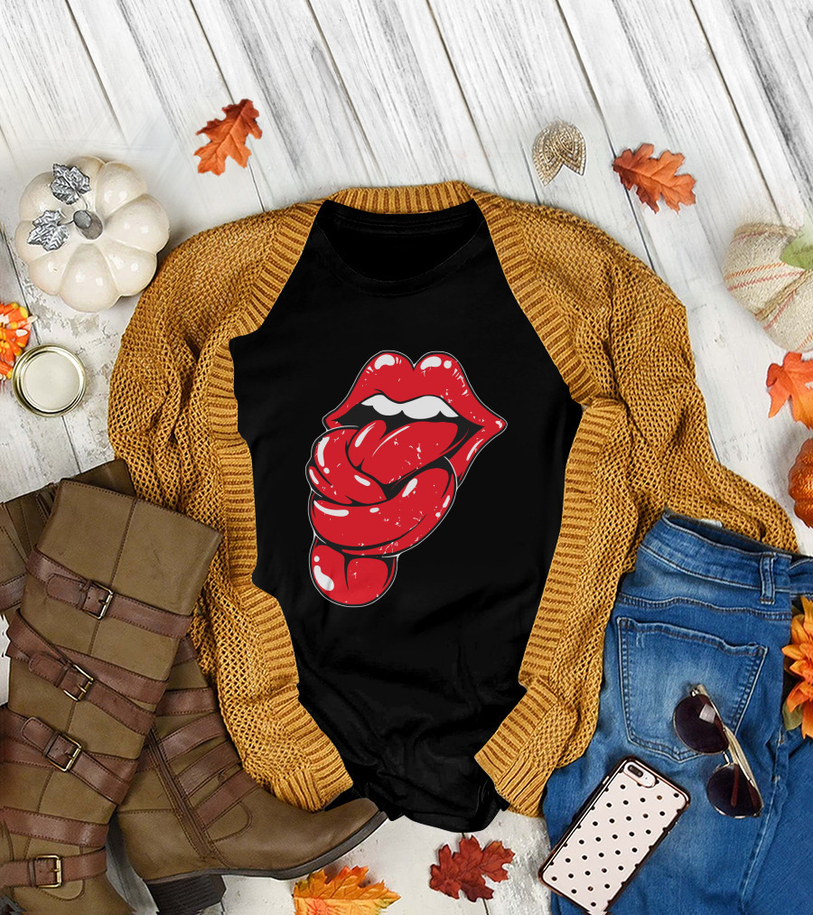Knot Tongue Red Lips Iconic Mouth T-Shirt