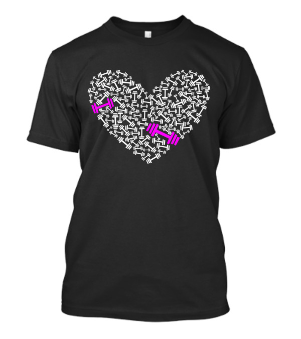 Love Gym Heart Pink Dumbbell T-Shirt