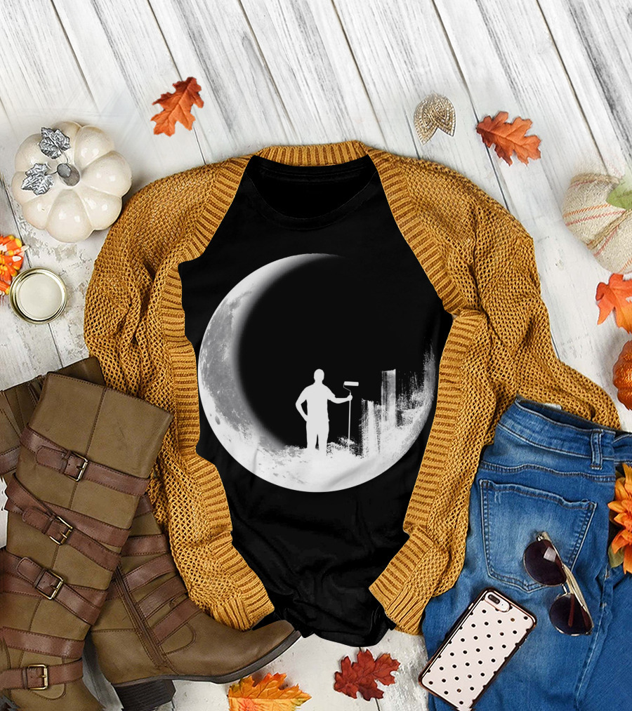 Paint The Moon Silhouette with Roller on Lunar Surface T-Shirt