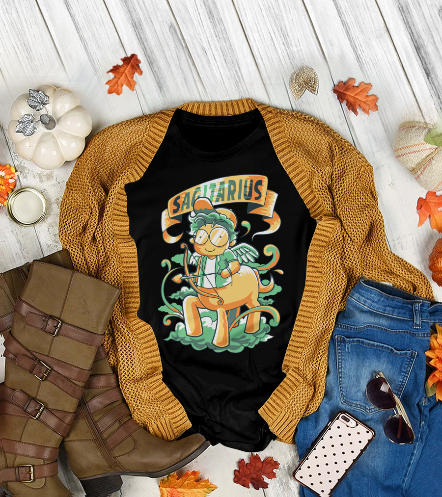 SAGITARIUS Hipster Centaur with Bow and Wings T-Shirt