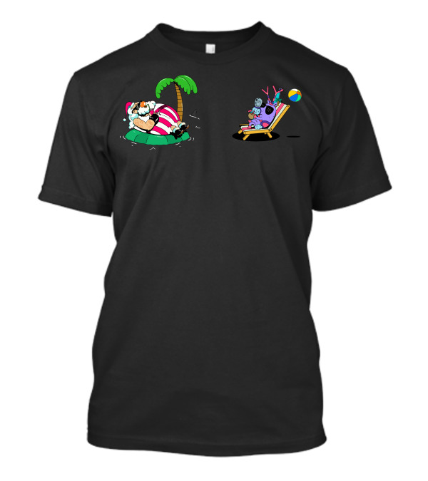Santa Non Job Relaxing Vacation Beach Palm Tree Holiday T-Shirt