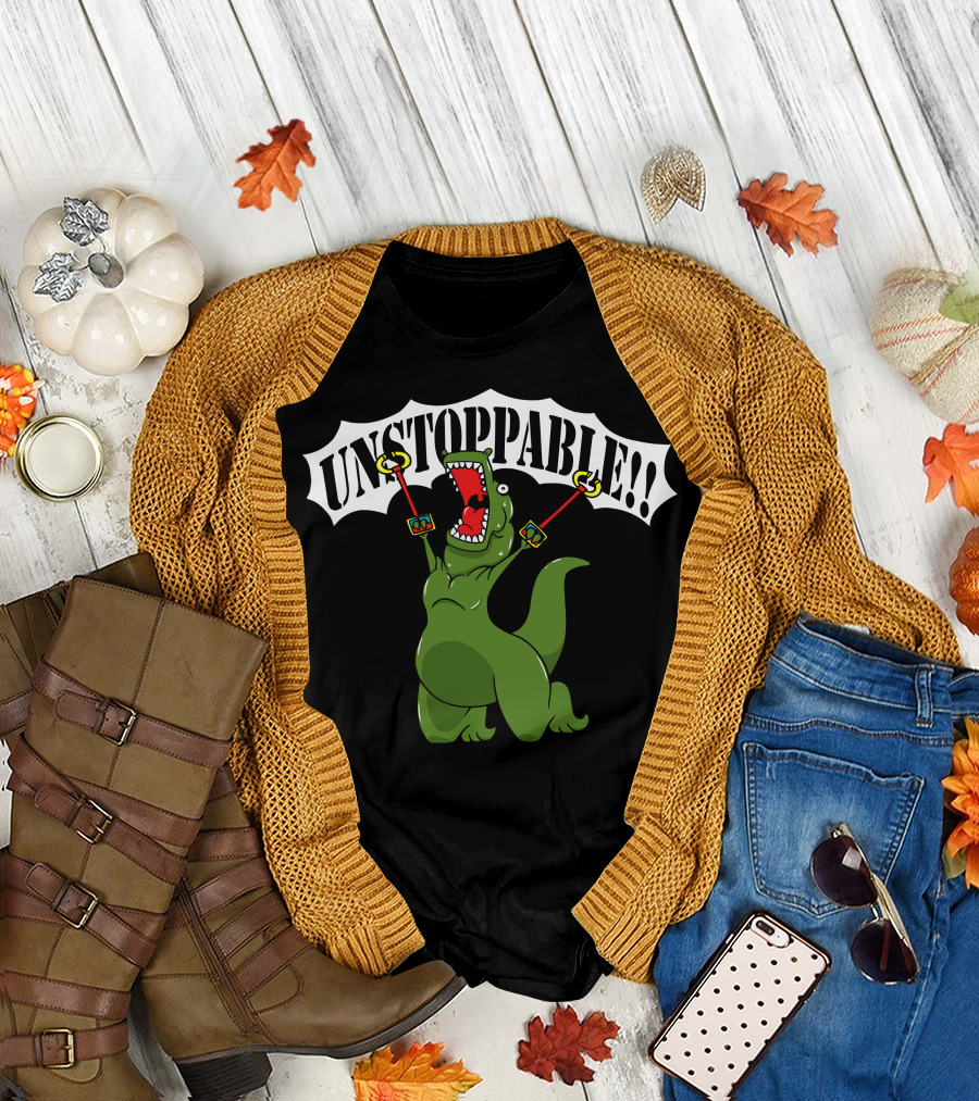 Unstoppable T-Rex with Grabbers Enthusiastically Celebrating Victory T-Shirt