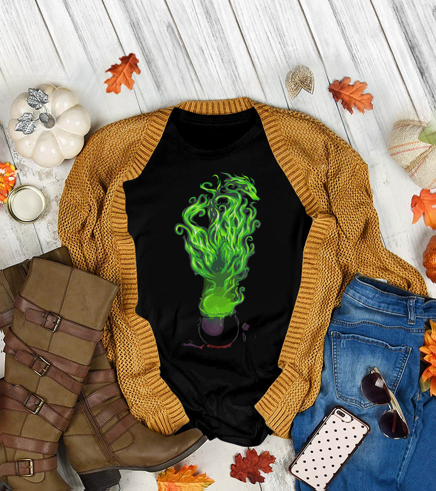 A Dangerous Concoction Green Dragon Flame Cauldron T-Shirt