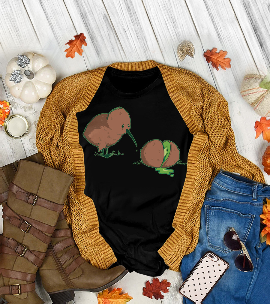 Lament Of The Kiwi Bird Beside a Sliced Fruit T-Shirt