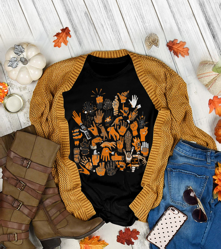 Lend A Hand Diverse Patterns and Gestures Hand T-Shirt