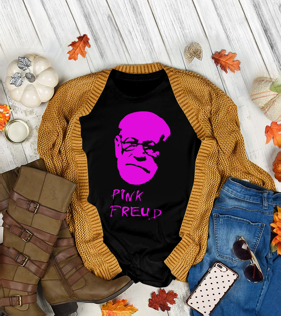 Pink Freud Sigmund Freud Face in Bright Pink T-Shirt