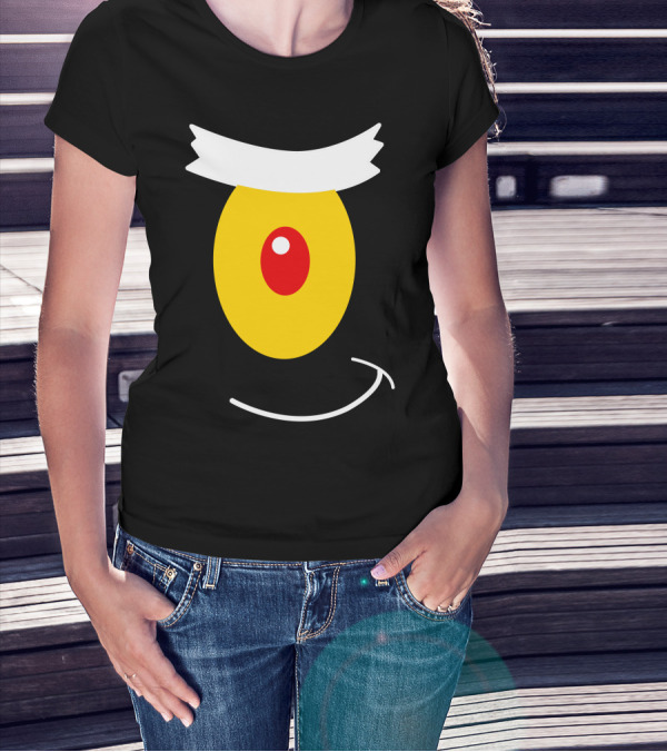 Spongebob Plankton's Eye Icon With White Eyebrow And Spiral Smile Face T-Shirt