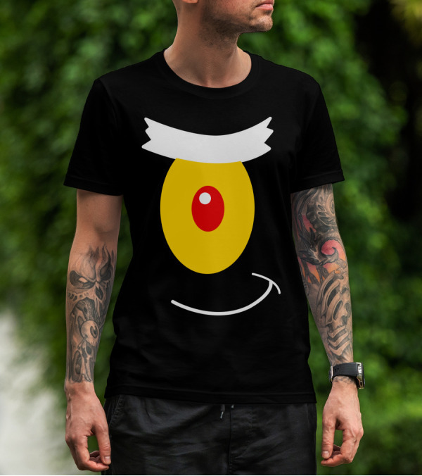 Spongebob Plankton's Eye Icon With White Eyebrow And Spiral Smile Face T-Shirt