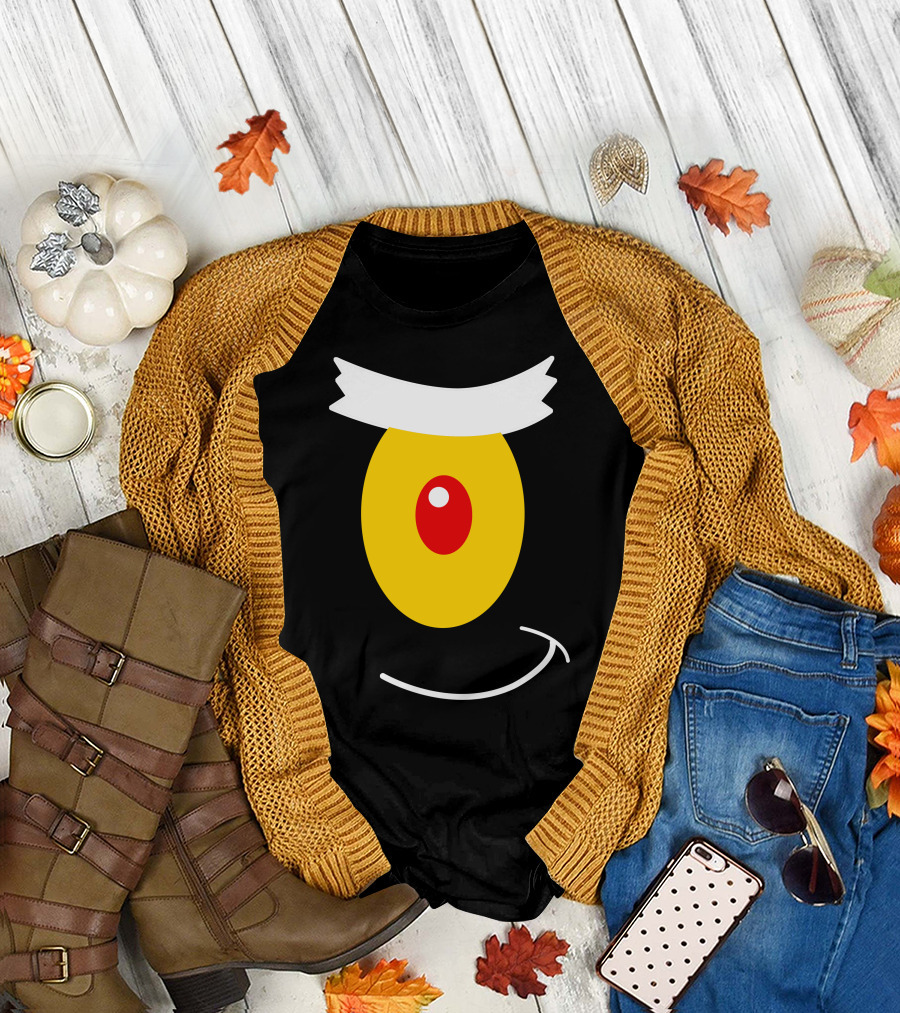 Spongebob Plankton's Eye Icon with White Eyebrow and Spiral Smile Face T-Shirt