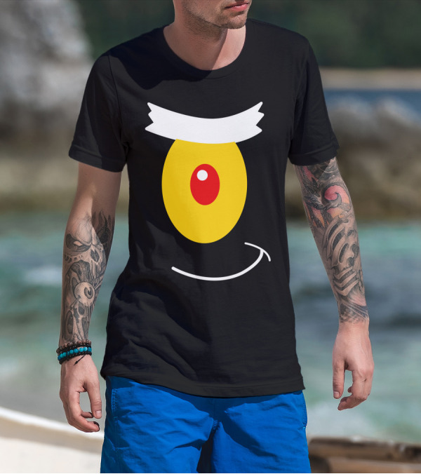 Spongebob Plankton's Eye Icon With White Eyebrow And Spiral Smile Face T-Shirt