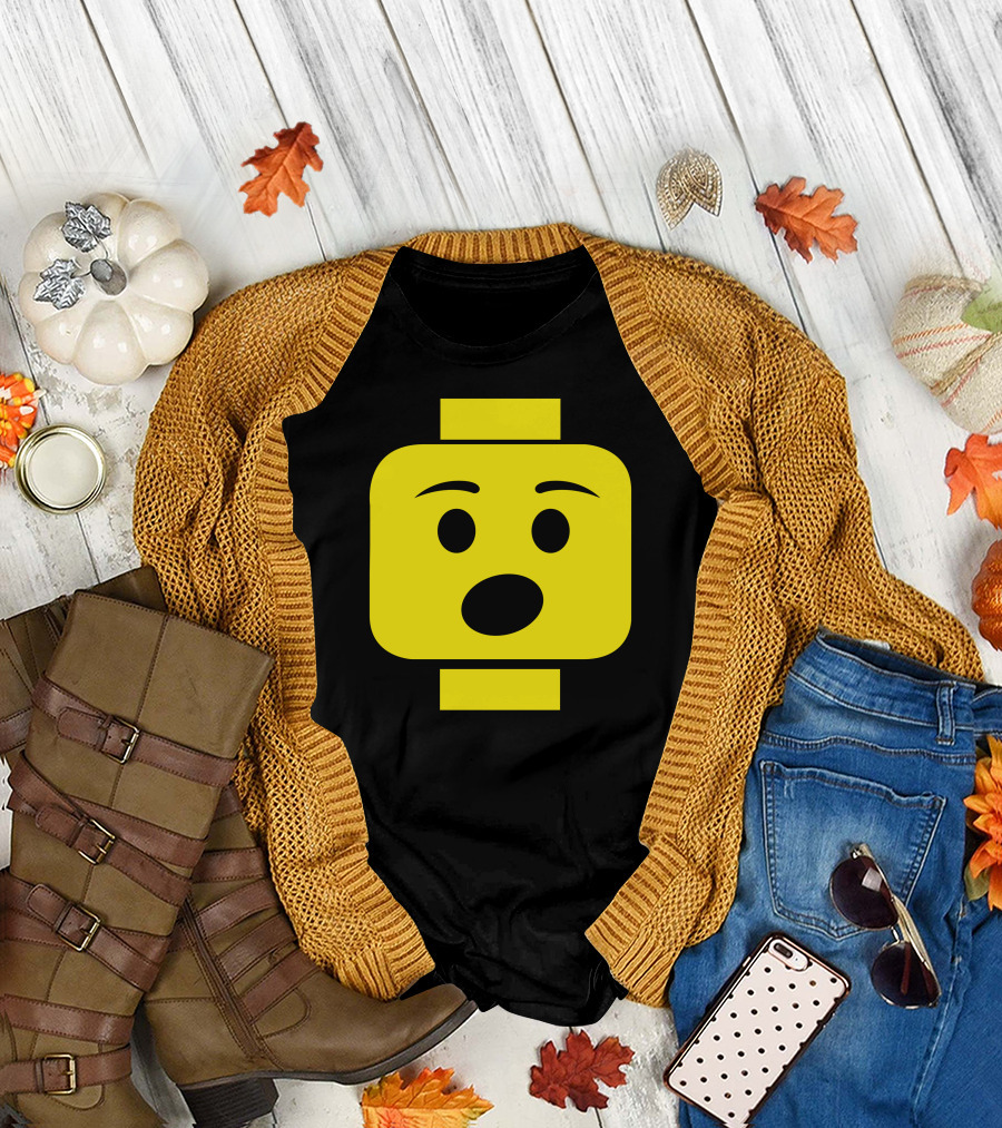 Surprised Expression Yellow Lego Head Face T-Shirt