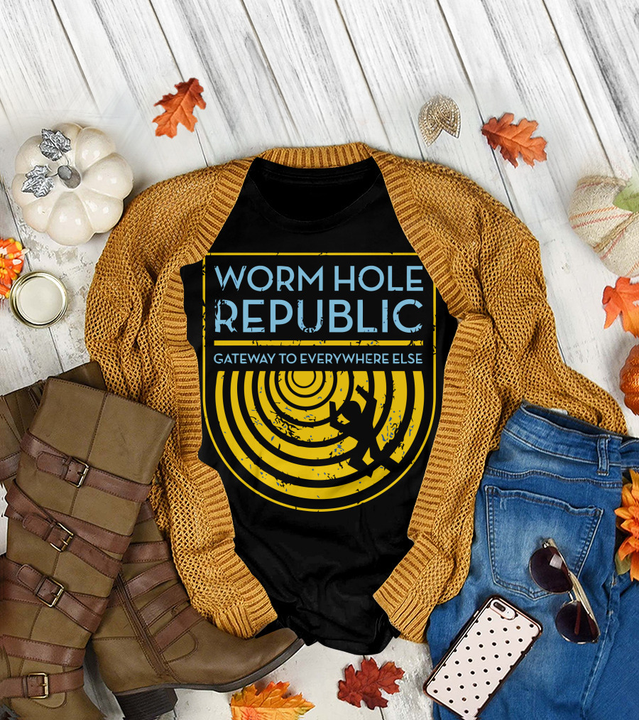 Worm Hole Republic Gateway to Everywhere Else Concentric Circles and Figure T-Shirt