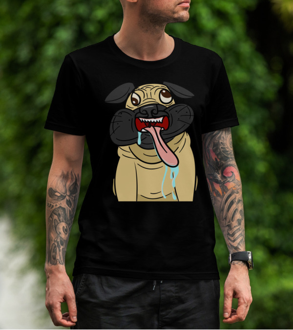 Derpy Pug Tongue Out Drooling Hilarious Expression T-Shirt