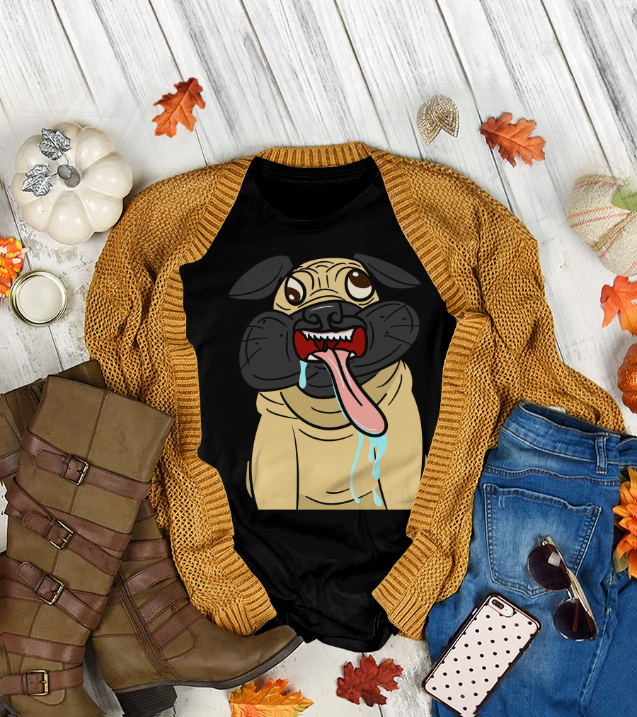 Derpy Pug Tongue Out Drooling Hilarious Expression T-Shirt