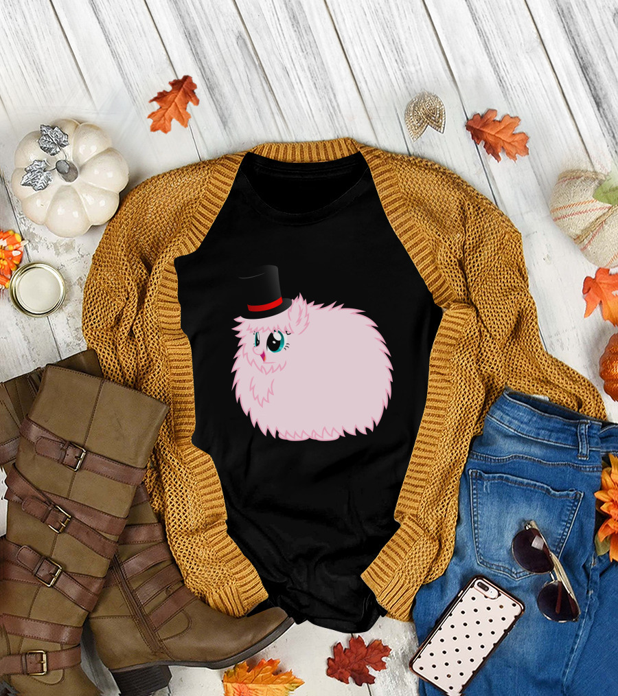 Fluffle Puff Stare with Cute Pink Fur and Top Hat T-Shirt